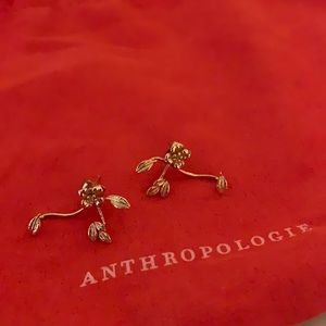 Anthropologie Gold Floral Earring Climbers